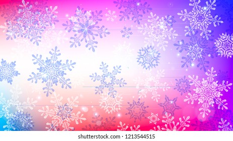 Snowflakes and festive lights - vector background with beautiful snowflakes that merrily shine and shimmer in color space