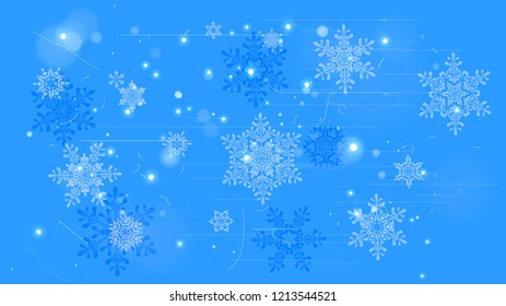 Snowflakes and festive lights - vector background with beautiful snowflakes that merrily shine and shimmer in color space