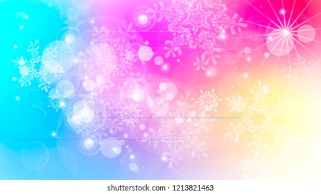 Snowflakes and festive lights - vector background with beautiful snowflakes that merrily shine and shimmer in color space