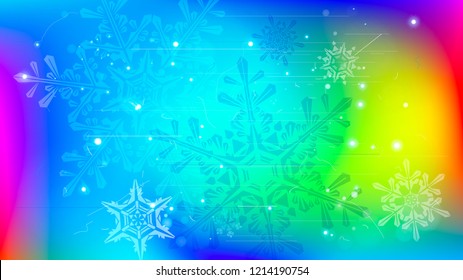 Snowflakes and festive lights - vector background with beautiful snowflakes that merrily shine and shimmer in color space