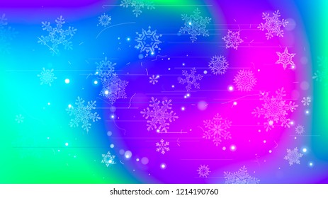 Snowflakes and festive lights - vector background with beautiful snowflakes that merrily shine and shimmer in color space