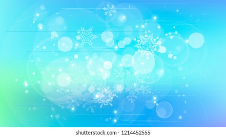 Snowflakes and festive lights - vector background with beautiful snowflakes that merrily shine and shimmer in color space