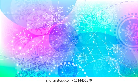 Snowflakes and festive lights - vector background with beautiful snowflakes that merrily shine and shimmer in color space