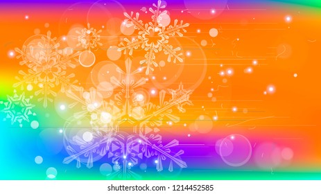Flocos de neve e luzes festivas - fundo vetorial com belos flocos de neve que alegremente brilham e brilham no espaço de cores