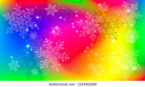 Snowflakes and festive lights - vector background with beautiful snowflakes that merrily shine and shimmer in color space