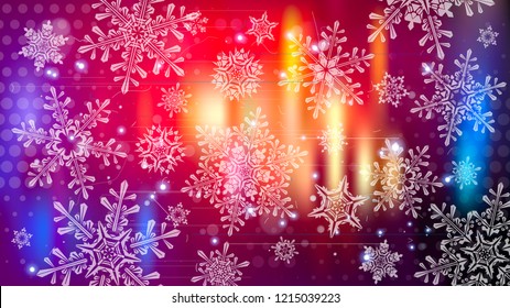 Snowflakes and festive lights - vector background with beautiful snowflakes that merrily shine and shimmer in color space