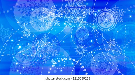 Snowflakes and festive lights - vector background with beautiful snowflakes that merrily shine and shimmer in color space