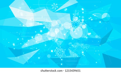 Copos de nieve y luces festivas - fondo vectorial con bellos copos de nieve que brillan alegremente y brillan en el espacio de color