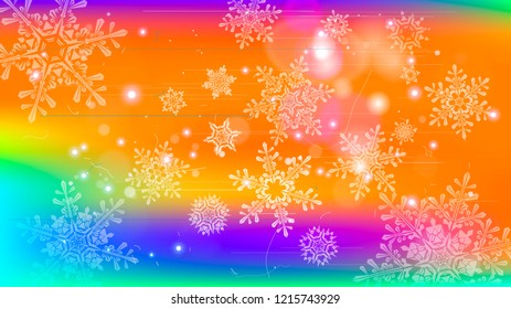 Snowflakes and festive lights - vector background with beautiful snowflakes that merrily shine and shimmer in color space