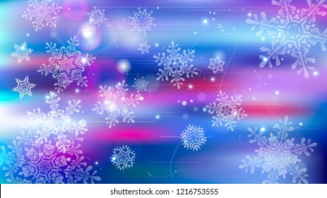 Snowflakes and festive lights - vector background with beautiful snowflakes that merrily shine and shimmer in color space