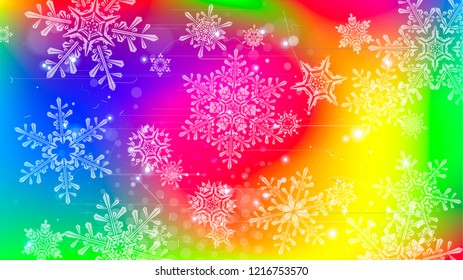 Snowflakes and festive lights - vector background with beautiful snowflakes that merrily shine and shimmer in color space