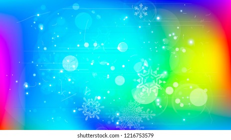 Snowflakes and festive lights - vector background with beautiful snowflakes that merrily shine and shimmer in color space