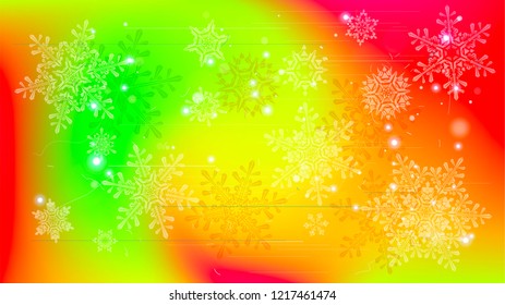 Copos de nieve y luces festivas - fondo vectorial con bellos copos de nieve que brillan alegremente y brillan en el espacio de color