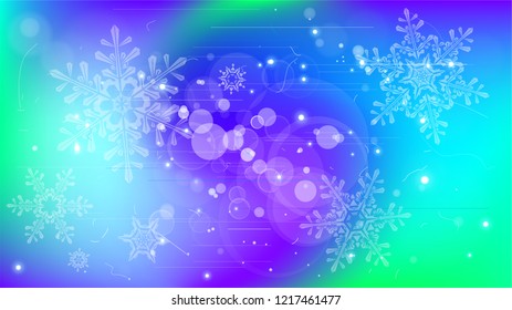 Snowflakes and festive lights - vector background with beautiful snowflakes that merrily shine and shimmer in color space