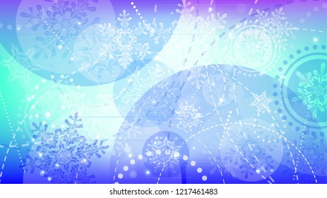 Snowflakes and festive lights - vector background with beautiful snowflakes that merrily shine and shimmer in color space