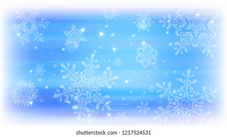 Snowflakes and festive lights - vector background with beautiful snowflakes that merrily shine and shimmer in color space