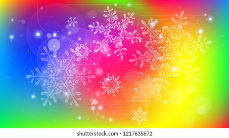 Snowflakes and festive lights - vector background with beautiful snowflakes that merrily shine and shimmer in color space