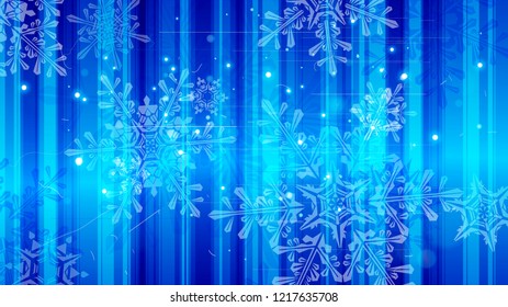 Copos de nieve y luces festivas - fondo vectorial con bellos copos de nieve que brillan alegremente y brillan en el espacio de color