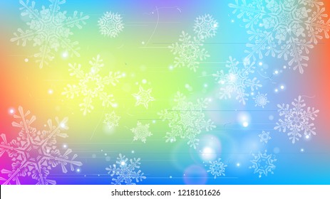 Snowflakes and festive lights - vector background with beautiful snowflakes that merrily shine and shimmer in color space