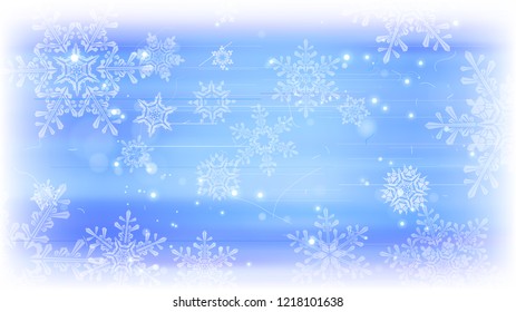 Snowflakes and festive lights - vector background with beautiful snowflakes that merrily shine and shimmer in color space