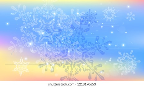 Snowflakes and festive lights - vector background with beautiful snowflakes that merrily shine and shimmer in color space