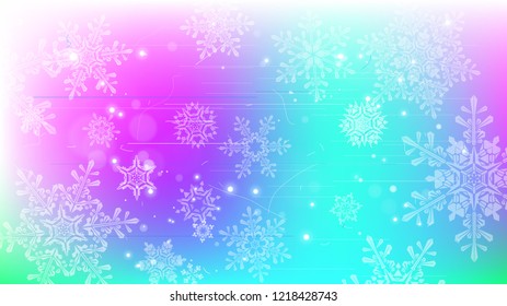 Snowflakes and festive lights - vector background with beautiful snowflakes that merrily shine and shimmer in color space