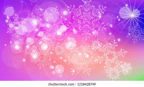 Snowflakes and festive lights - vector background with beautiful snowflakes that merrily shine and shimmer in color space