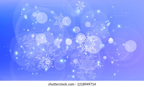 Snowflakes and festive lights - vector background with beautiful snowflakes that merrily shine and shimmer in color space