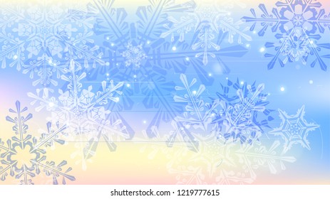Snowflakes and festive lights - vector background with beautiful snowflakes that merrily shine and shimmer in color space