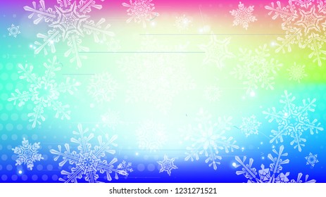 Snowflakes and festive lights - vector background with beautiful snowflakes that merrily shine and shimmer in color space
