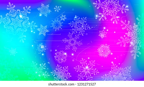 Snowflakes and festive lights - vector background with beautiful snowflakes that merrily shine and shimmer in color space
