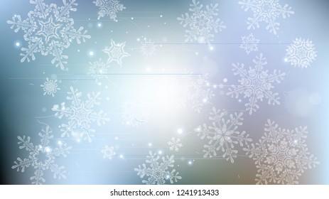 Snowflakes and festive lights - vector background with beautiful snowflakes that merrily shine and shimmer in color space