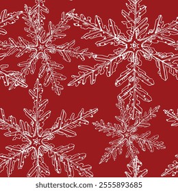 Snowflakes, festive texture. Hand-drawn vector seamless pattern for your holiday design.