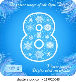 Snowflakes figures. The vector image of the digit "eight" 8. Eps8.