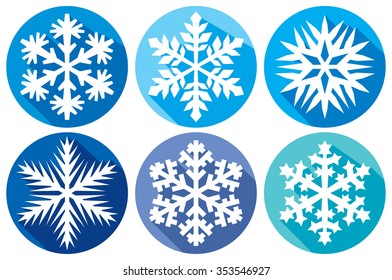 snowflakes flat icons collection