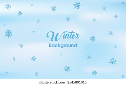 Snowflakes floating on blue winter background.