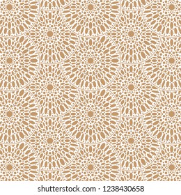 Snowflakes flowers pattern, round flower modern repeating texture tracery and background template. Vector illustration.