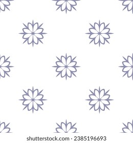 Copos de nieve, flores. Patrón vectorial sin cable. Patrón de repetición infinita. Cristales morados en un fondo aislado. elemento decorativo de Navidad. Frágiles cristales de forma bizarra. Impresión festiva. 