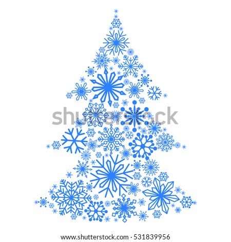 snowflakes form christmas tree winter themes stock vector royalty