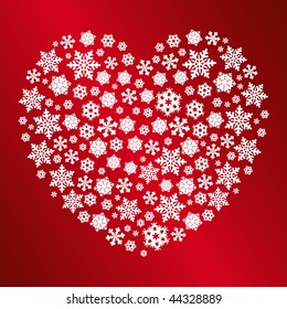 Snowflakes in the form of a heart.