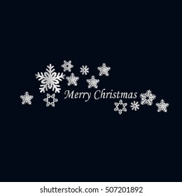 Snowflakes in the form of heart on a blue background. Decoration snowflakes for New Year, Christmas, winter holidays. Vector Illustration