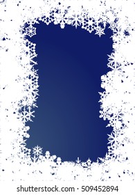 Snowflakes frame Christmas card.
