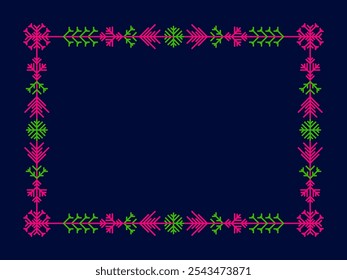 Snowflakes frame for Christmas and New Year greetings. Winter frame with snowflakes in geometric line art style. Design for greeting card, flyers and invitations. Vector illustration
