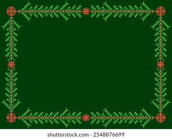 Snowflakes frame for Christmas and New Year greetings. Winter frame with snowflakes in geometric line art style. Design for greeting card, flyers and invitations. Vector illustration