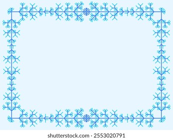 Snowflakes frame for Christmas and New Year greetings. Winter frame with snowflakes in geometric line art style. Design for greeting card, flyers and invitations. Vector illustration