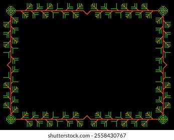 Snowflakes frame for Christmas and New Year greetings. Winter frame with snowflakes in geometric line art style. Design for greeting card, flyers and invitations. Vector illustration