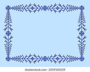 Snowflakes frame for Christmas and New Year greetings. Winter frame with snowflakes in geometric line art style. Design for greeting card, flyers and invitations. Vector illustration