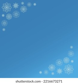 Snowflakes Frame on the blue background. Christmas and New Year.