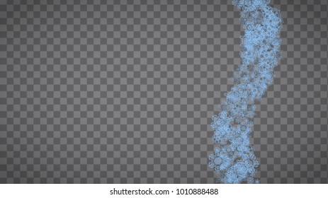 Snowflakes frame on transparent background. Christmas and Happy New Year. Isolated horizontal snowflakes frame for banners, gift cards, party invitation, partner compliment and special business offer