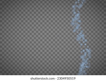 Snowflakes frame on transparent background. Christmas and Happy New Year. Isolated horizontal snowflakes frame for banners, gift cards, party invitation, partner compliment and special business offer